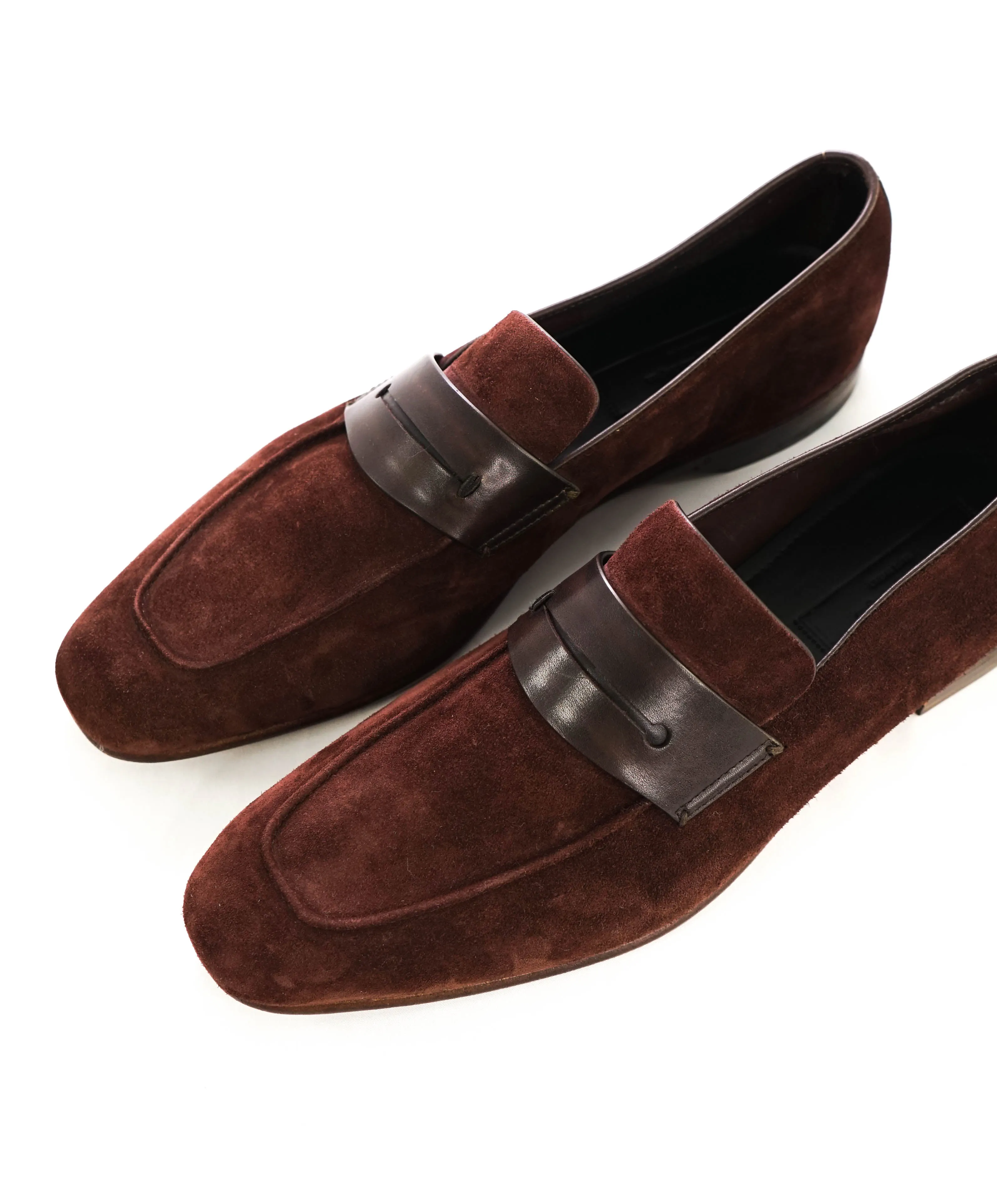 $960 ERMENEGILDO ZEGNA - Brown/Burgundy Penny Loafers - 11 US