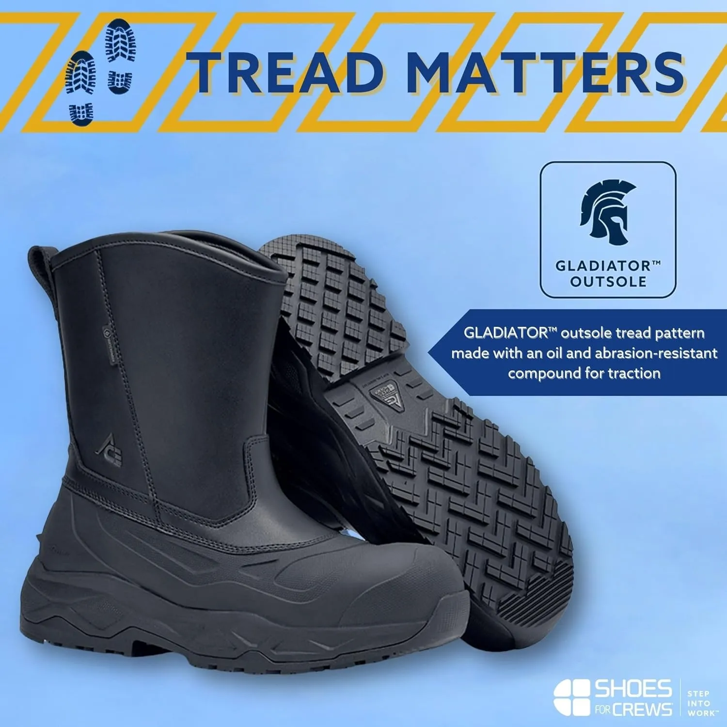 ACE Work Boots Badlands, Men's Slip-On Nano Composite Toe (NCT) Work Shoes, Slip Resistant, Water Resistant Shoes