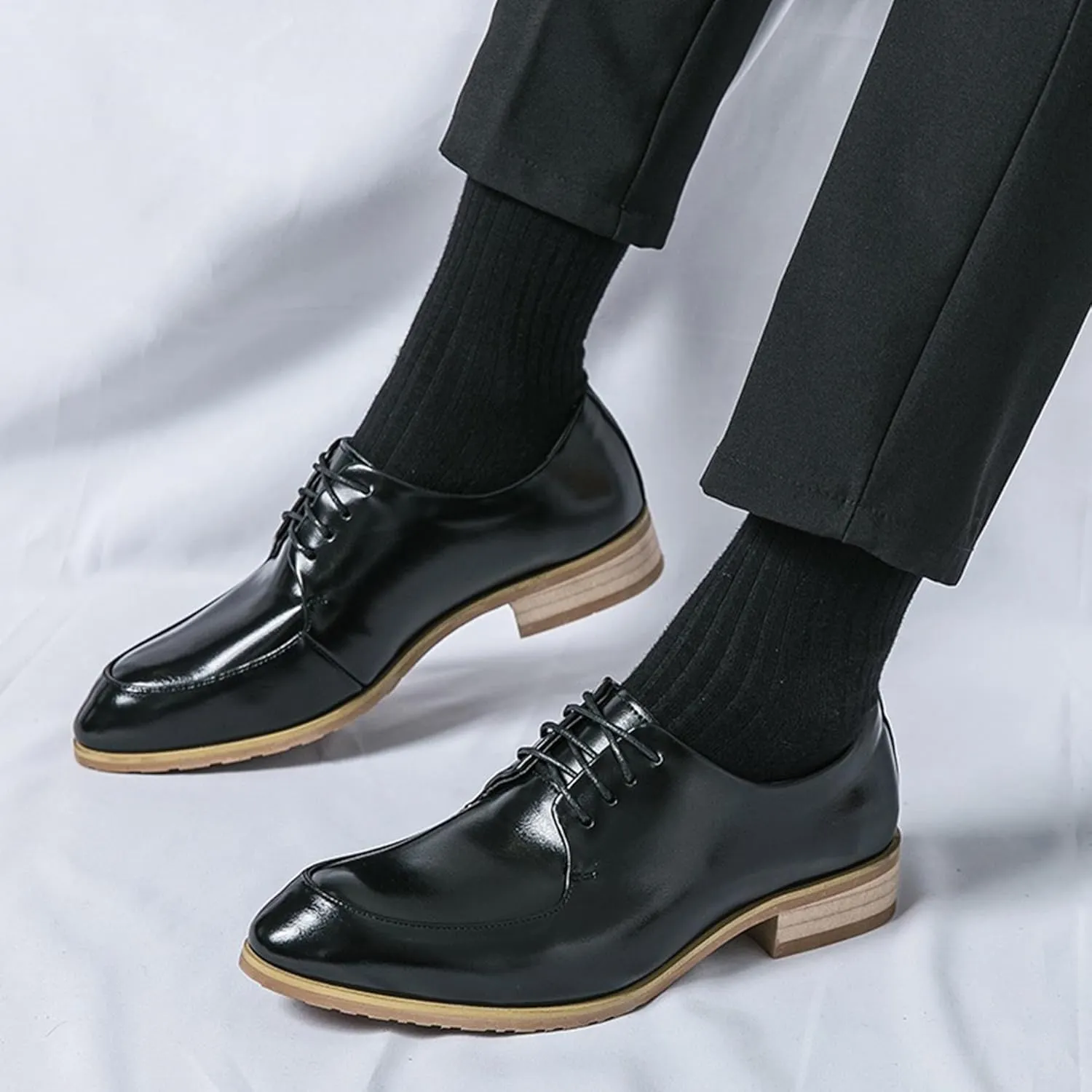 ADMLZQQ Classic Oxford Dress Shoes Mens Formal Business Lace-Up Full Grain Leather Shoes for Men