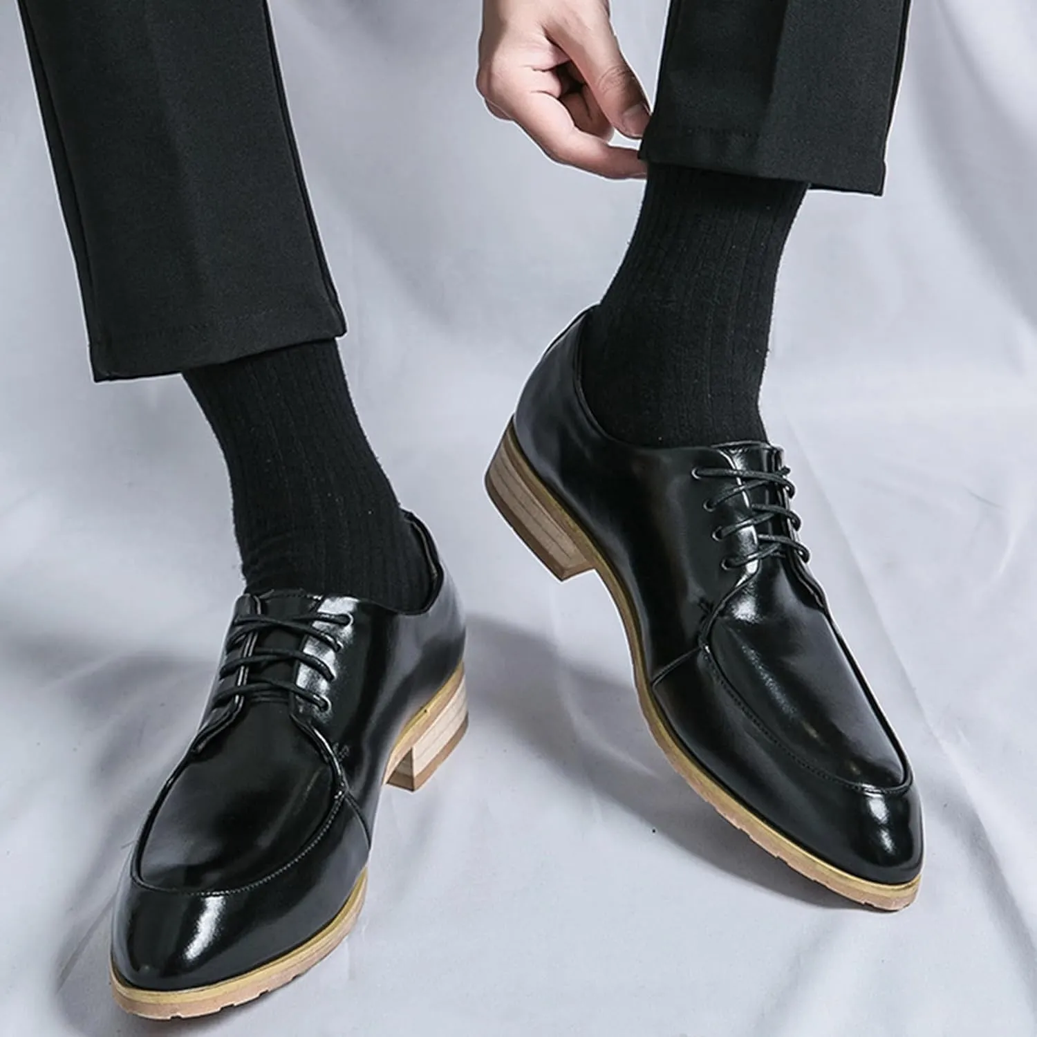 ADMLZQQ Classic Oxford Dress Shoes Mens Formal Business Lace-Up Full Grain Leather Shoes for Men