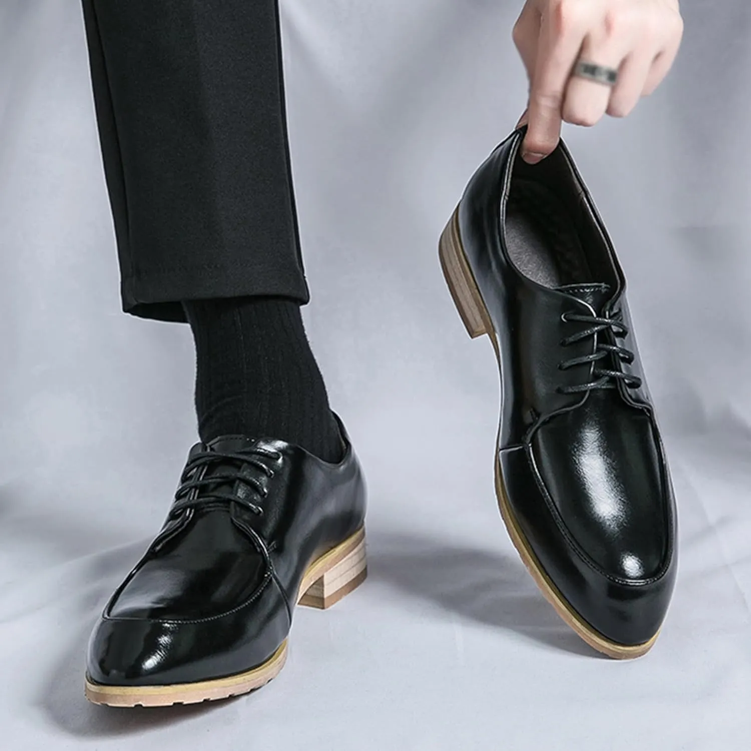 ADMLZQQ Classic Oxford Dress Shoes Mens Formal Business Lace-Up Full Grain Leather Shoes for Men