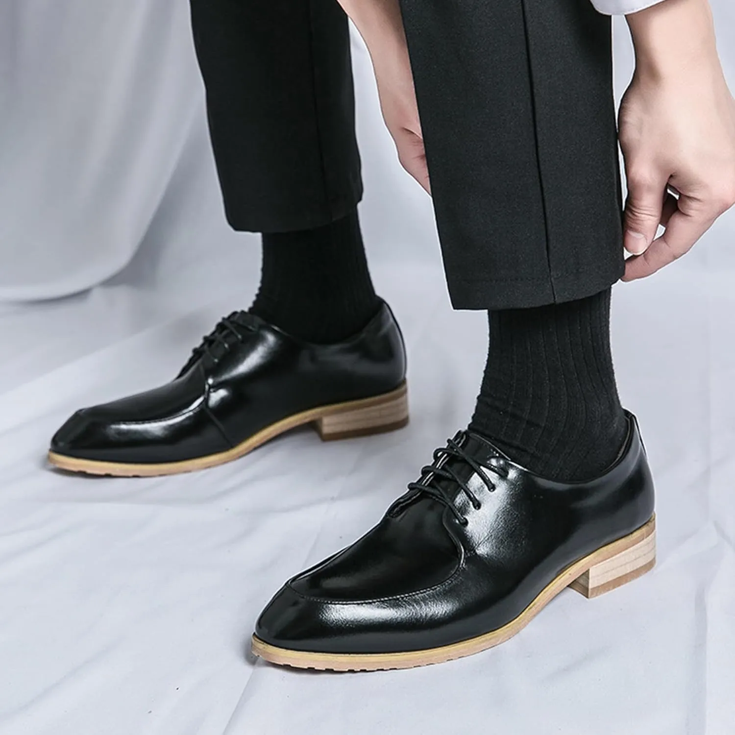 ADMLZQQ Classic Oxford Dress Shoes Mens Formal Business Lace-Up Full Grain Leather Shoes for Men