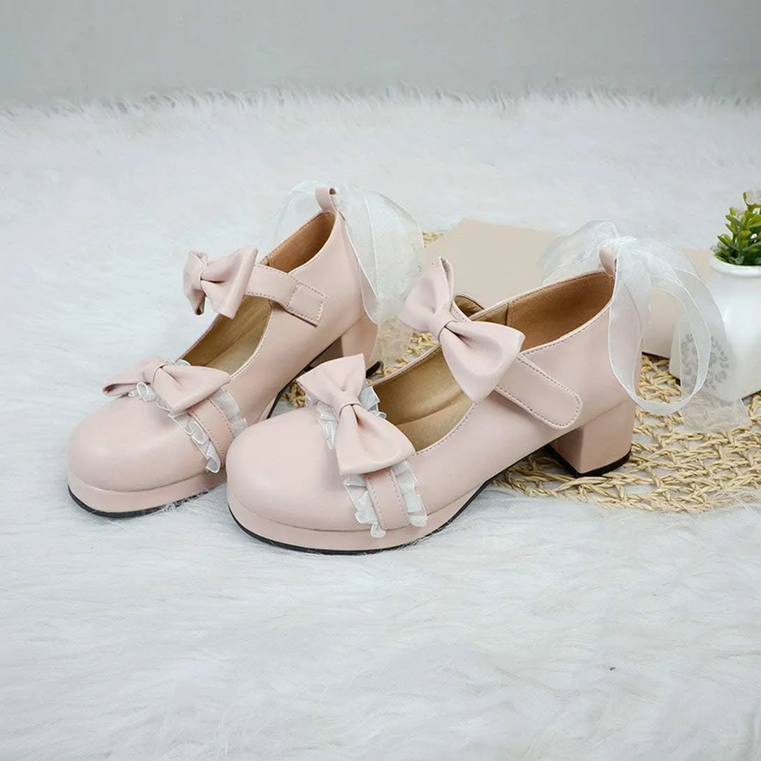 Alsoloveu Women Platform Mary Janes Chunky Heel Cosplay Shoes with Lace