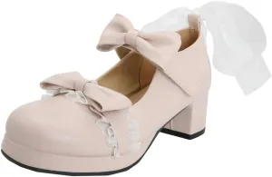 Alsoloveu Women Platform Mary Janes Chunky Heel Cosplay Shoes with Lace