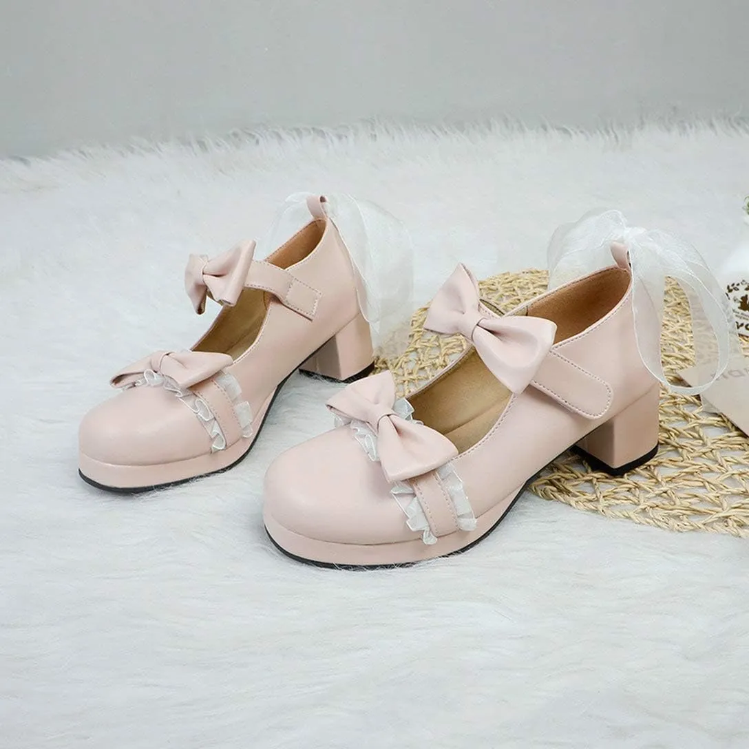 Alsoloveu Women Platform Mary Janes Chunky Heel Cosplay Shoes with Lace