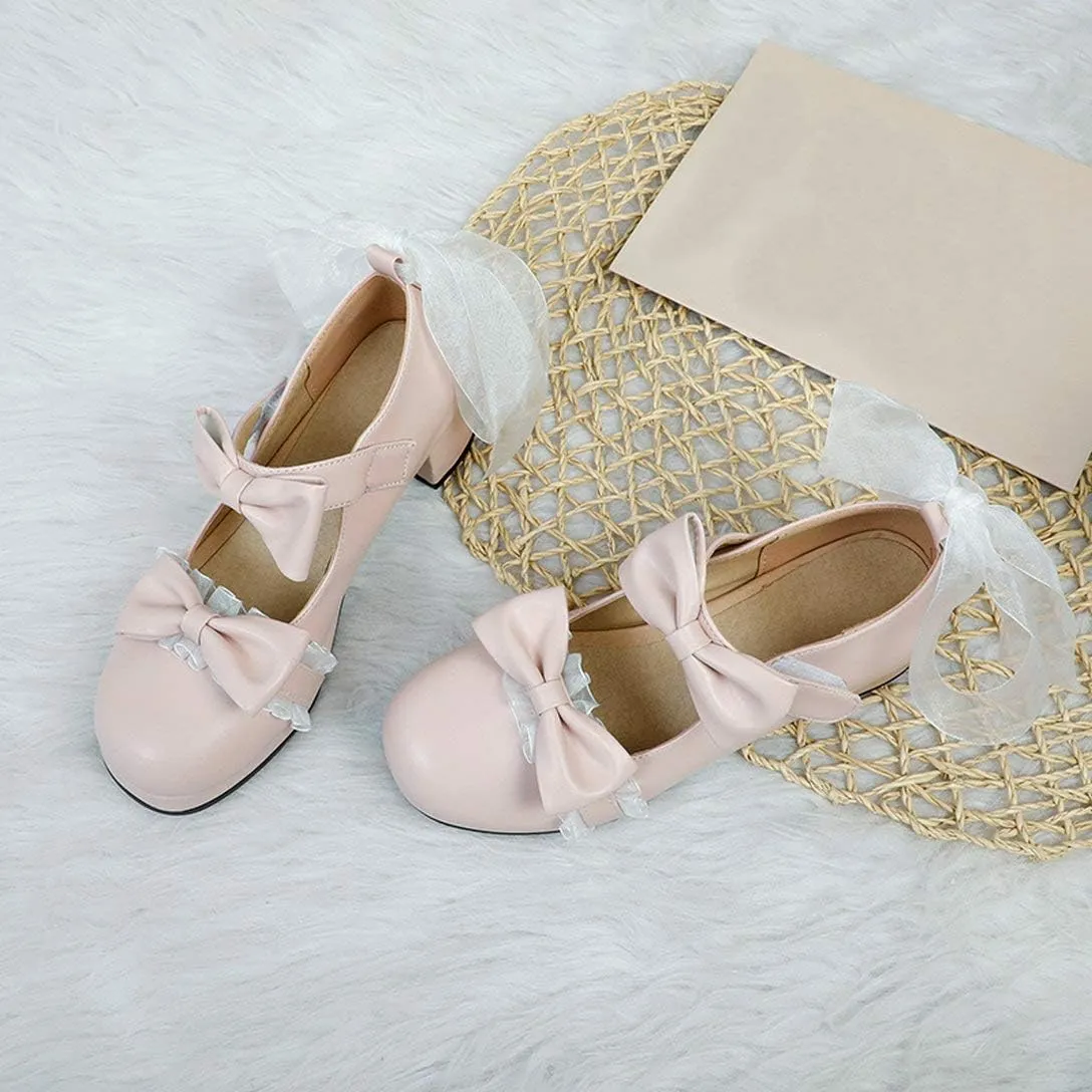 Alsoloveu Women Platform Mary Janes Chunky Heel Cosplay Shoes with Lace