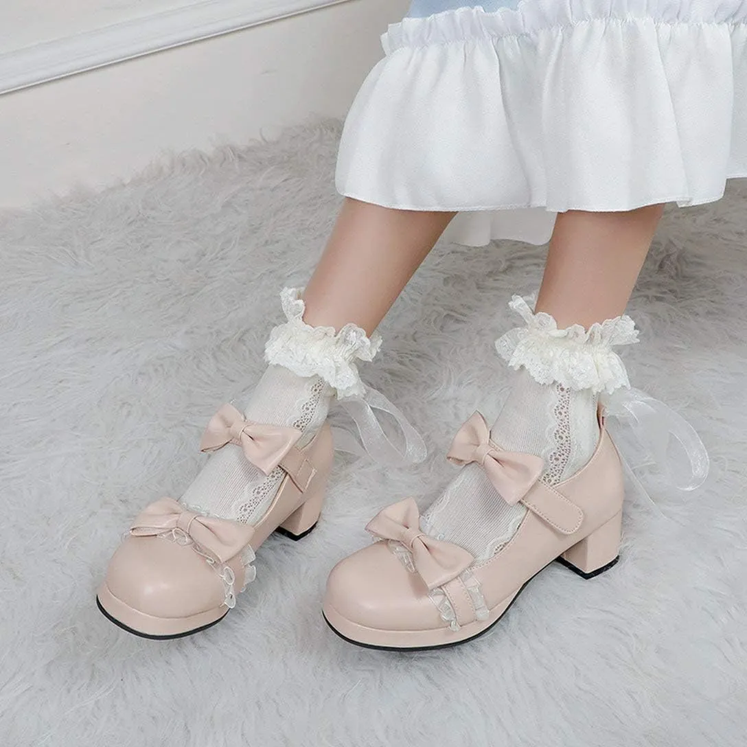 Alsoloveu Women Platform Mary Janes Chunky Heel Cosplay Shoes with Lace