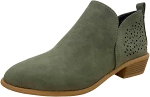 Ankle Boots for Women Chunky Low Heel Short Booties Causal Slip On Non-Slip Dress Shoes Vintage Outdoor Walking Booties