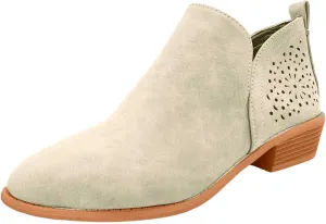 Ankle Boots for Women Chunky Low Heel Short Booties Causal Slip On Non-Slip Dress Shoes Vintage Outdoor Walking Booties