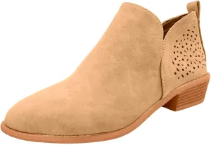 Ankle Boots for Women Chunky Low Heel Short Booties Causal Slip On Non-Slip Dress Shoes Vintage Outdoor Walking Booties