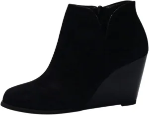 Ankle Boots for Women Vintage Wedge Platform Short Shoes with Side Zipper Almond Toe Comfortable Fall Dress Booties