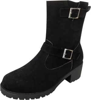 Ankle Boots for Women, Women's Fall Winter Dress Shoes Solid Color Belt Casual Boots With Buckle Square Heel Ankle Boots