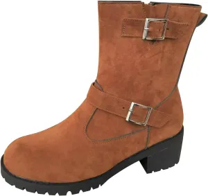 Ankle Boots for Women, Women's Fall Winter Dress Shoes Solid Color Belt Casual Boots With Buckle Square Heel Ankle Boots