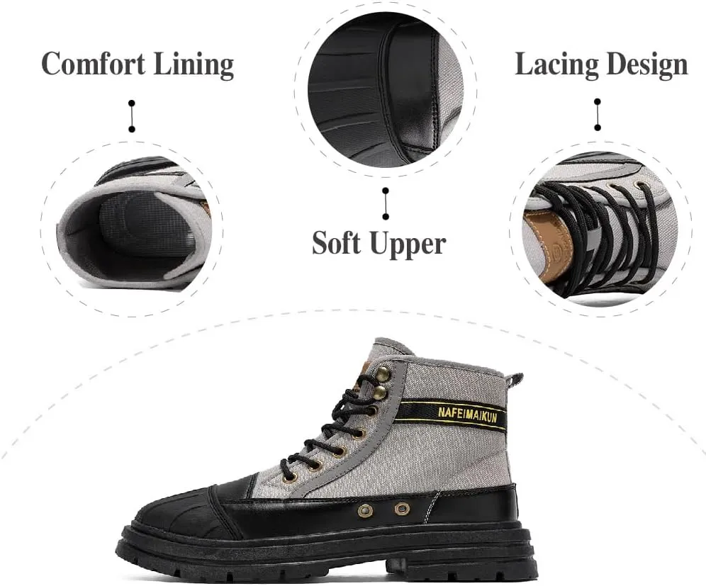 Asifn Mens Casual Boots Waterproof Hiking Boots Lightweight Non-slip Safety Boots Breathable Outdoor Work Boots