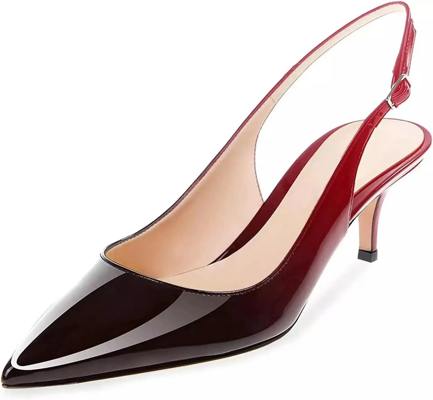Axellion Women's Slingback Kitten Heels Closed Toe Wedding Pumps, Pointed Toe Low Heel Dress Shoes for Party & Prom