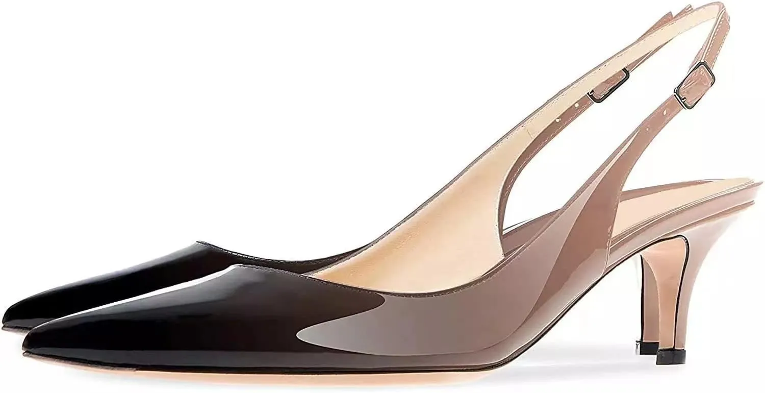 Axellion Women's Slingback Kitten Heels Closed Toe Wedding Pumps, Pointed Toe Low Heel Dress Shoes for Party & Prom