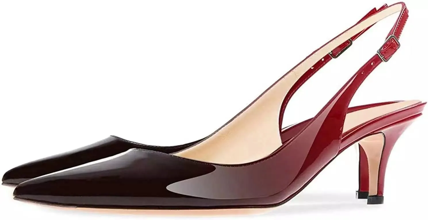 Axellion Women's Slingback Kitten Heels Closed Toe Wedding Pumps, Pointed Toe Low Heel Dress Shoes for Party & Prom