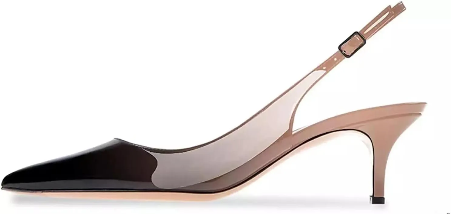 Axellion Women's Slingback Kitten Heels Closed Toe Wedding Pumps, Pointed Toe Low Heel Dress Shoes for Party & Prom
