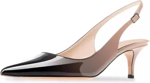 Axellion Women's Slingback Kitten Heels Closed Toe Wedding Pumps, Pointed Toe Low Heel Dress Shoes for Party & Prom