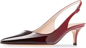 Axellion Women's Slingback Kitten Heels Closed Toe Wedding Pumps, Pointed Toe Low Heel Dress Shoes for Party & Prom