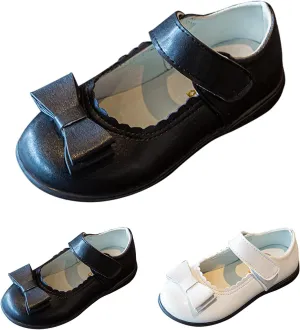 Baby Girls Leather Mary Jane Shoes Soft Bow Flat Sneakers Formal Wedding Birthday Cute Shoes Toddler School Sneakers