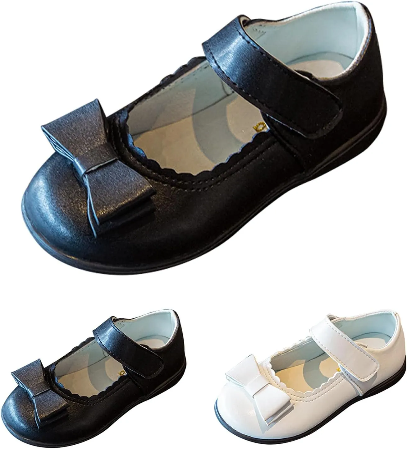 Baby Girls Leather Mary Jane Shoes Soft Bow Flat Sneakers Formal Wedding Birthday Cute Shoes Toddler School Sneakers
