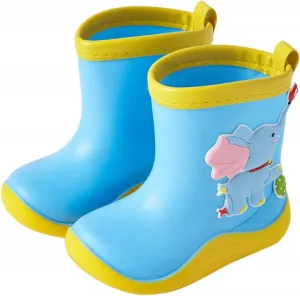 Baby Kids Easy On Rain Shoes Boots for Toddler Little Kid Dinosaur Rainboots Waterproof Rubber Non Slip Boots Baby