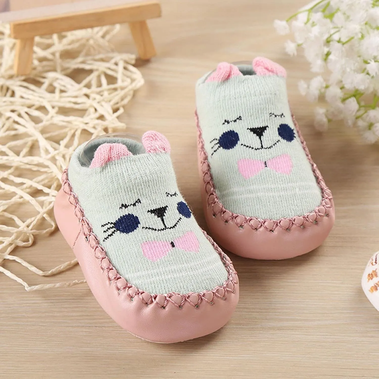 Baby Sock Shoes,Baby Boys Girls Cartoon Ears Floor Socks Non Slip Baby Step Shoes Socks Baby Booties