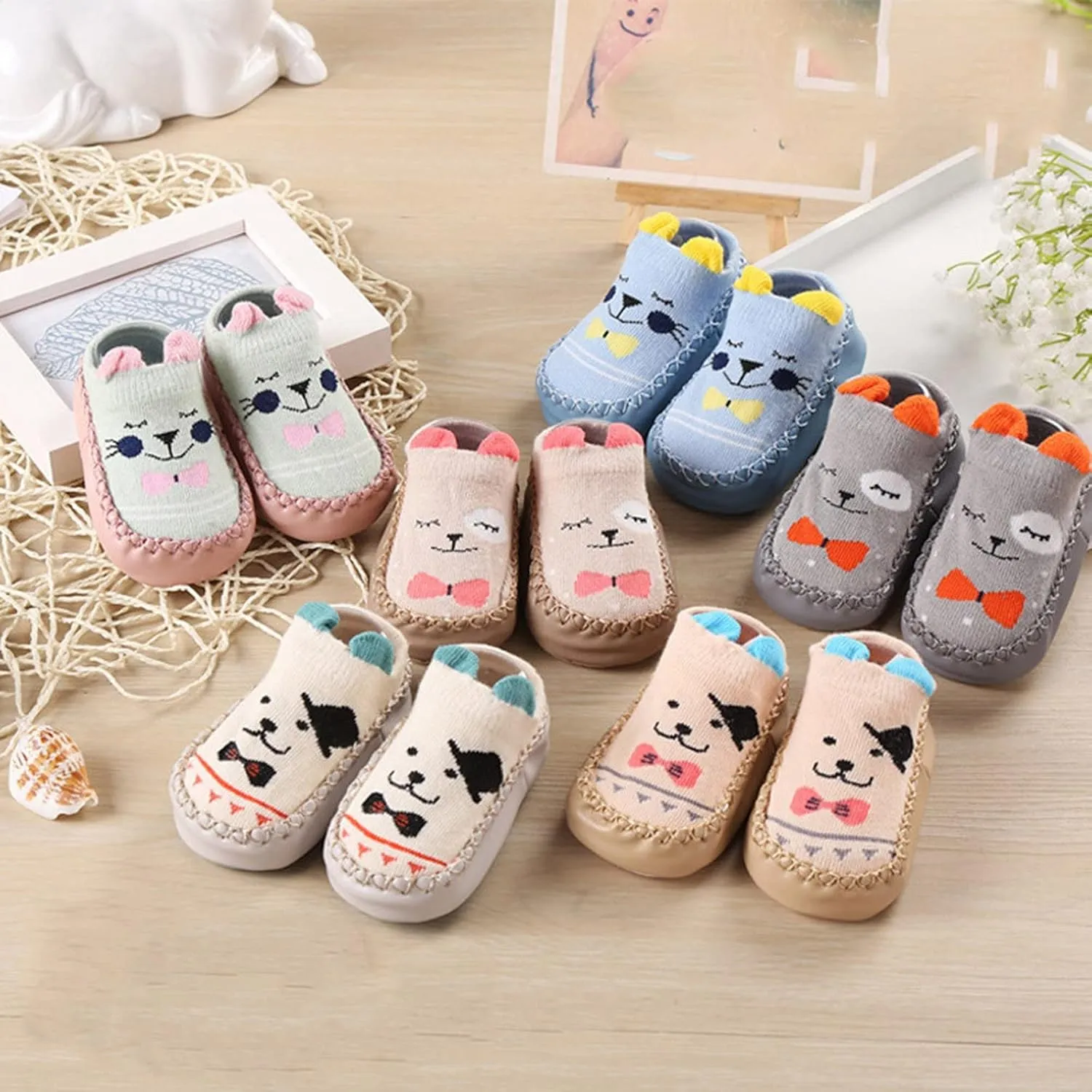 Baby Sock Shoes,Baby Boys Girls Cartoon Ears Floor Socks Non Slip Baby Step Shoes Socks Baby Booties