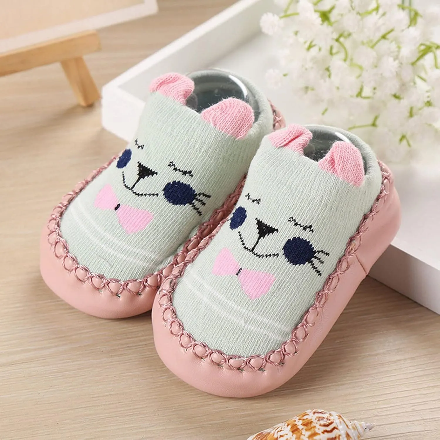 Baby Sock Shoes,Baby Boys Girls Cartoon Ears Floor Socks Non Slip Baby Step Shoes Socks Baby Booties