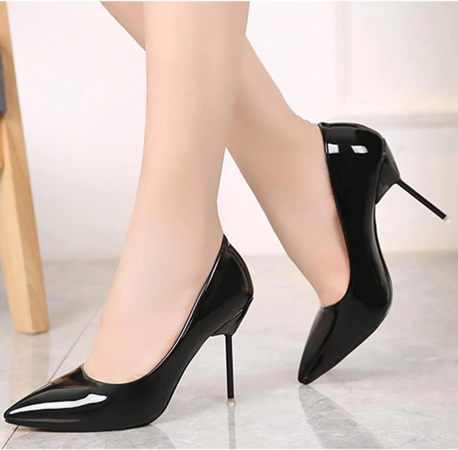bbruriy Women Pumps, Pointed Toe High Heel 3.9 Inch/10Cm Party Stiletto Heels Shoes Comfort Dress Slip on Shoes