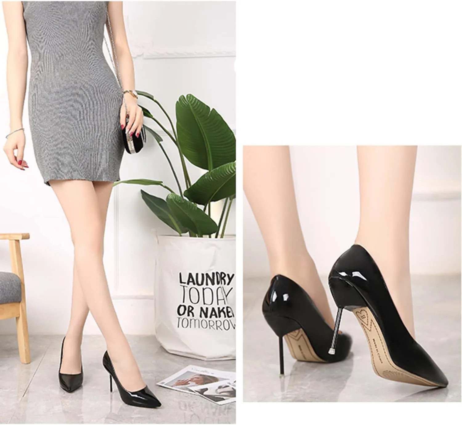 bbruriy Women Pumps, Pointed Toe High Heel 3.9 Inch/10Cm Party Stiletto Heels Shoes Comfort Dress Slip on Shoes