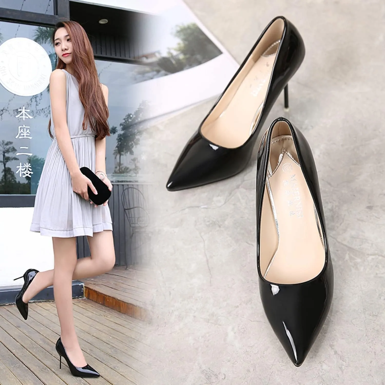 bbruriy Women Pumps, Pointed Toe High Heel 3.9 Inch/10Cm Party Stiletto Heels Shoes Comfort Dress Slip on Shoes
