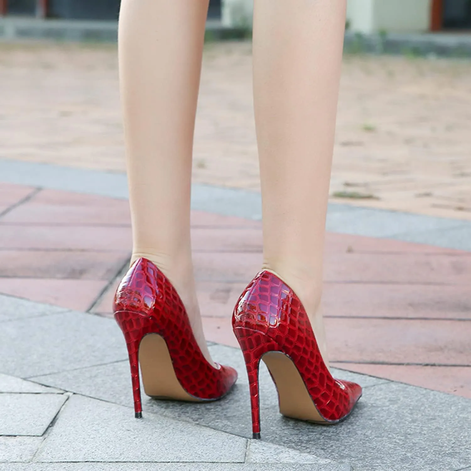 bbruriy Women's Fashion Pointed Toe High Heel French Embossed Pumps Sexy Slip on Stiletto Party Evening Dress Career Office Shoes