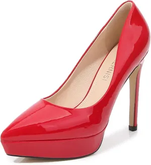 bbruriy Women's Patent Leather High Heels Sexy Pointed Closed Toe Shoes Stilettos Slip on for Dress Wedding Party Prom