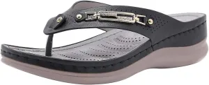 Black Orthopedic Sandals Women Size 11 Orthotic Women's Flip Flops Sandals Summer Sandals for Women Comfort Orthopedic Flat Summer Sandals for Women Comfortable Sandals for Womens Dressy