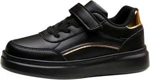 Boys Girls School Shoes Toddler Kids Black Trainers Uniform Dress Shoe Easy Fasten Footwear Athletic Running Flats
