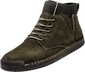 Brown Vintage Hiking Shoes for Men Fashion Lace up Dress Boot Motorcycle Walking Boots Casual Outdoor Shoe