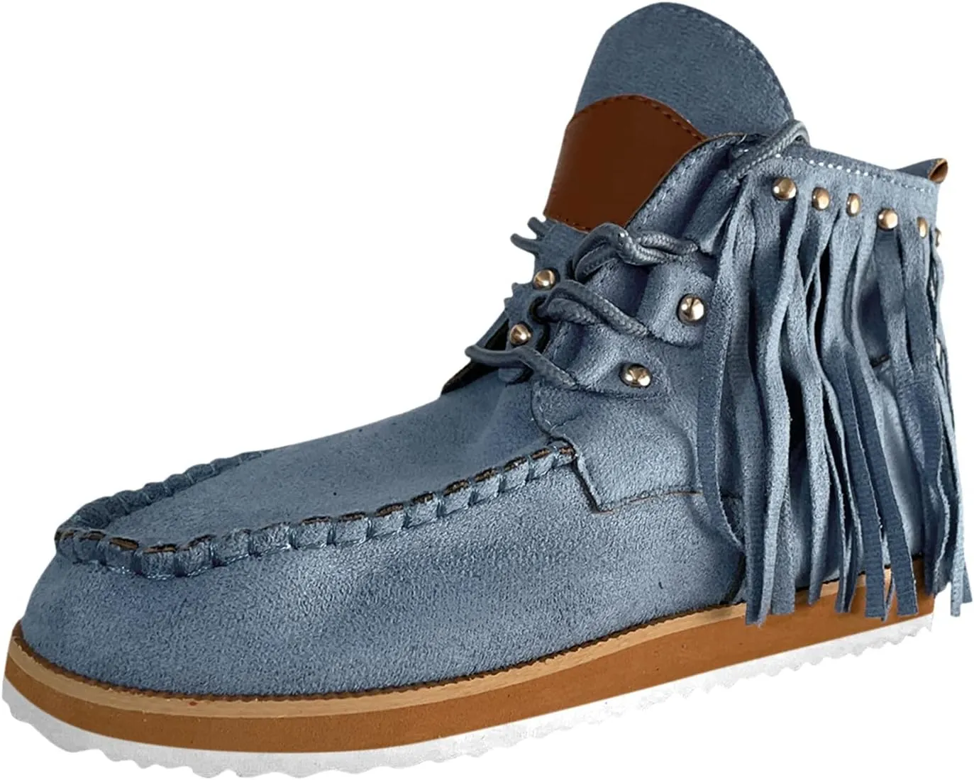 Cathalem Ankle Booties for Women, Closed Toe Low Heel Combat Western Shoes Womens Retro Cowboy Boots Fringed Ankle Boots