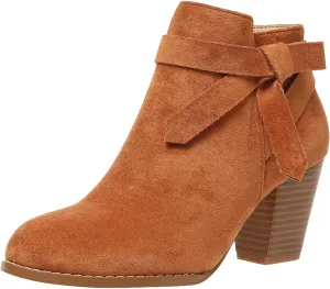 Cathalem Ankle Booties for Women, Women's Tie Knot Chelsea Pump Ankle Boots Closed Toe Stacked Heel Booties Shoes