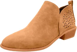 Cathalem Ankle Boots for Women, 2024 New Ankle Boots Low Heels Chunky Cutout Booties Perforated Western Shoes Fall Boots