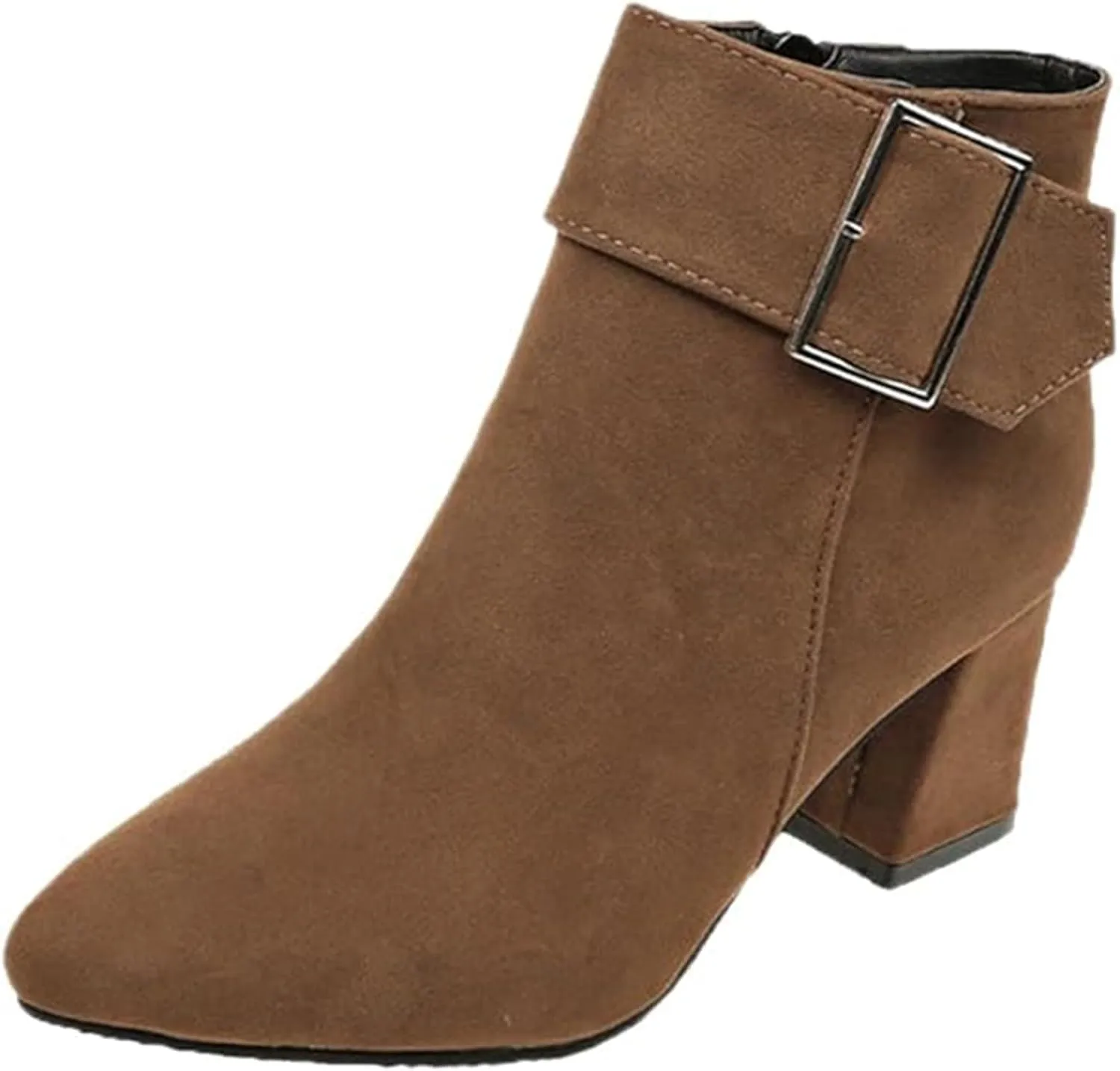 Cathalem Ankle Boots for Women Chunky Heel Pointed Toe Booties Side Zipper Fall Boots for Women Short Boots Dress Boots