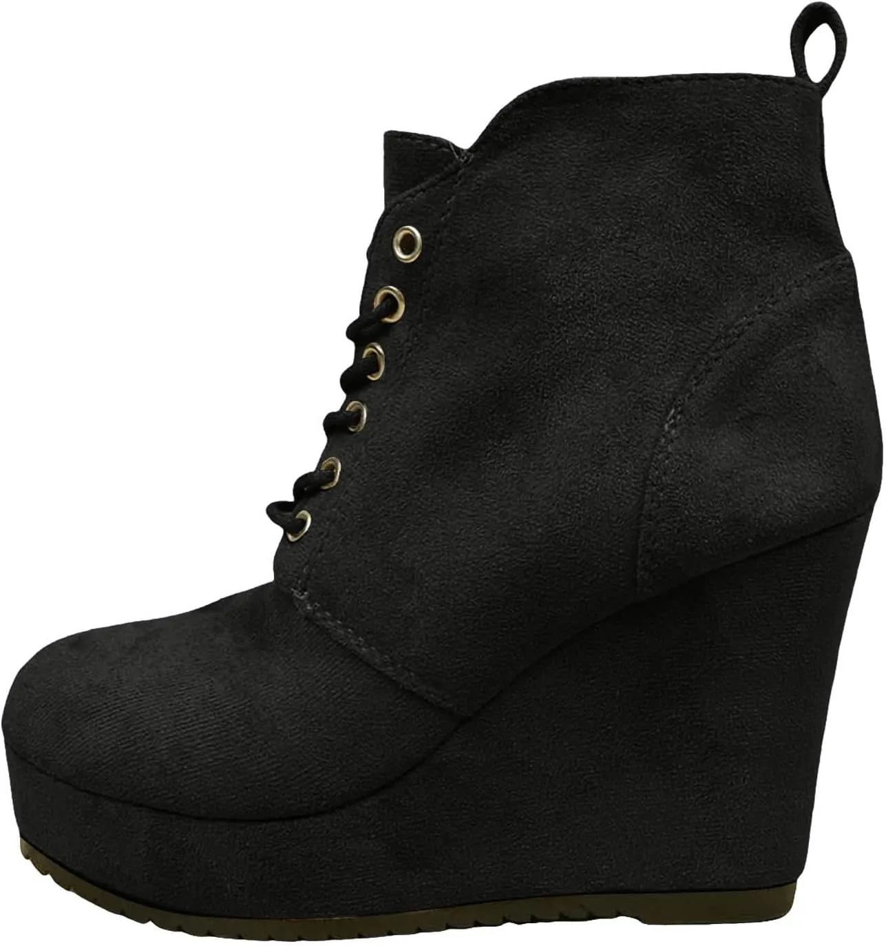 Cathalem Ankle Boots for Women Wedge Booties Fall Ankle Boots Tie Knot Stacked Heeled Side Zipper Winter Dress Shoes