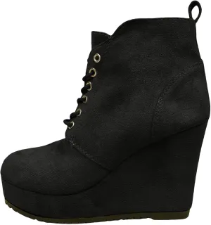 Cathalem Ankle Boots for Women Wedge Booties Fall Ankle Boots Tie Knot Stacked Heeled Side Zipper Winter Dress Shoes