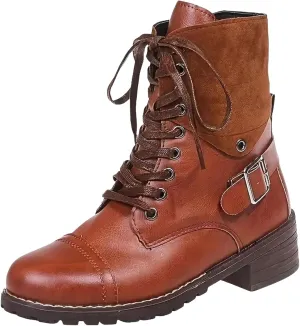 Cathalem Ankle Boots for Women Wedges Ankle Booties Retro V Cutout Short Boots Flock Leather Zip Closure Block Heels Shoes