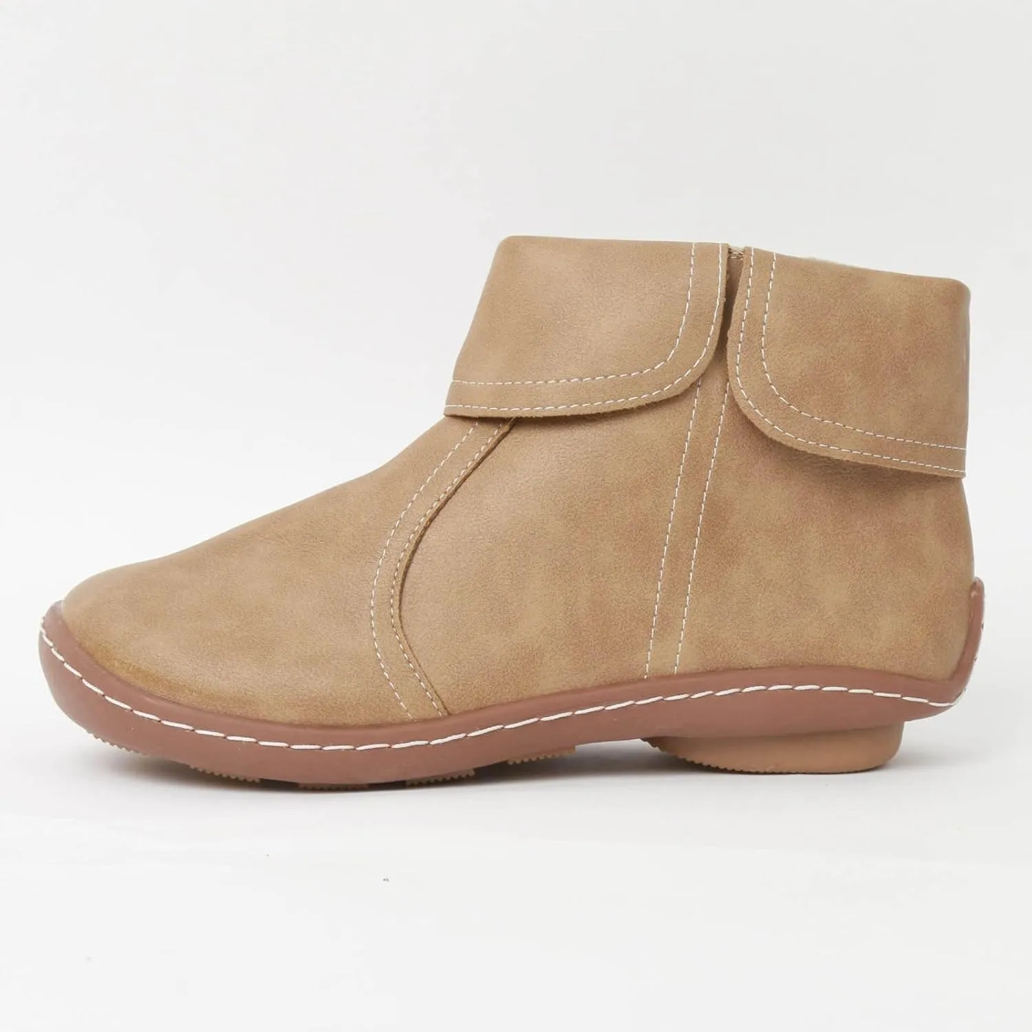 Cathalem Booties for Women 2024, 2024 New Flat Heel Booties Arch Support Booties Side Zip-up Vintage Leather Damping Shoes