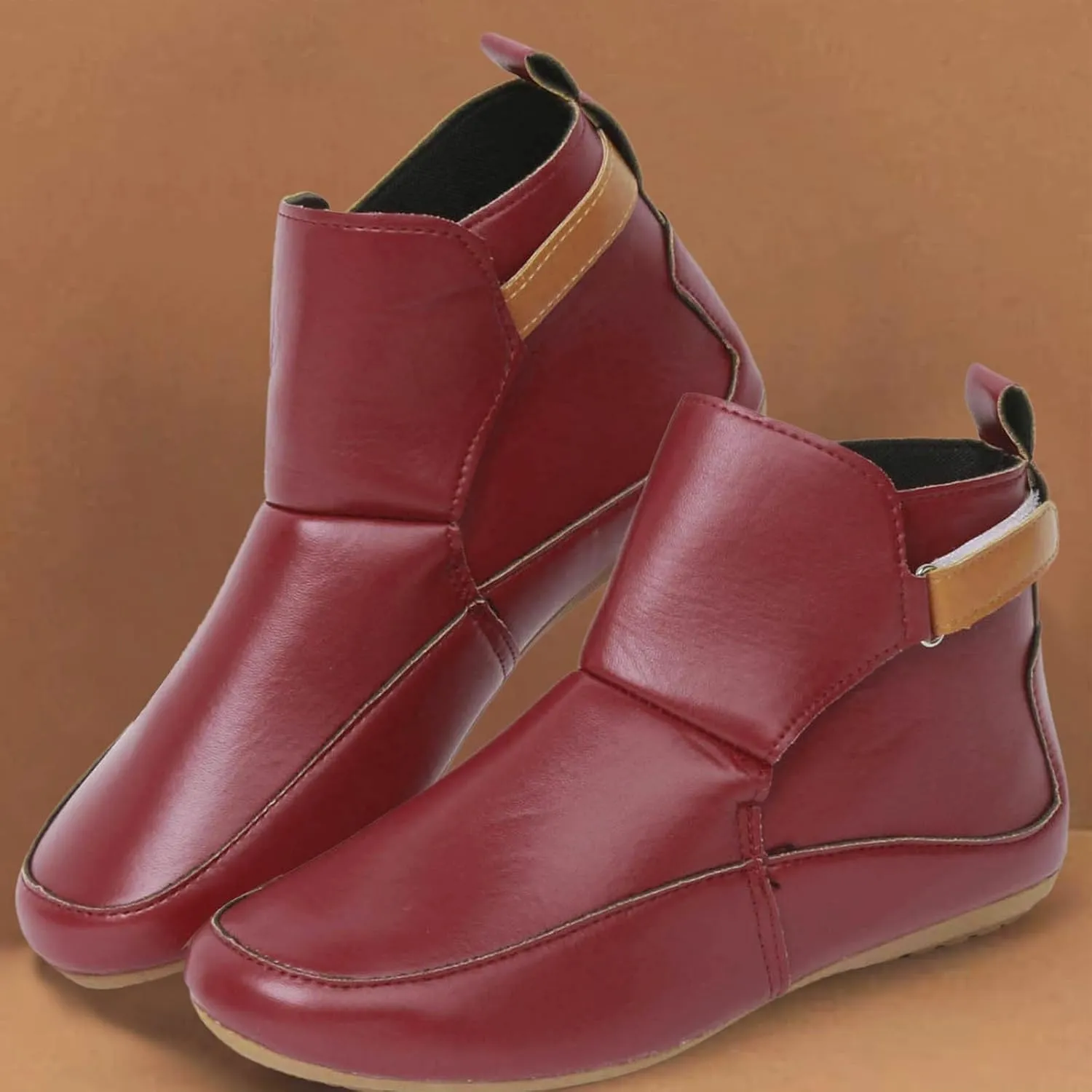 Cathalem Booties for Women, 2024 New Arch Support Booties Side Zip-up Vintage Leather Damping Shoes Flat Heel Booties