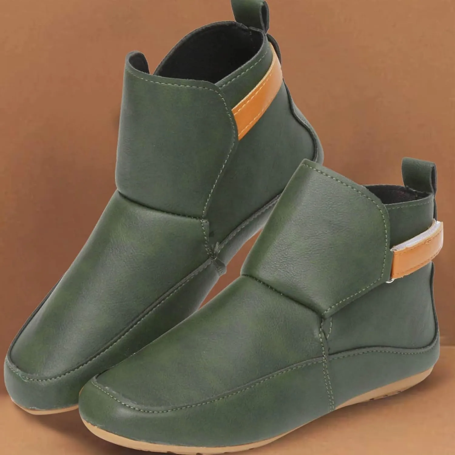 Cathalem Booties for Women 2024,Arch Support Booties Side Zip-up Vintage Leather Damping Shoes Flat Heel Booties