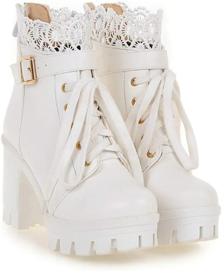 Cathalem Booties for Women for Women Dressy Chunky Heeled Combat Boot Buckle Gothic Booites Zipper Steampunk Boots
