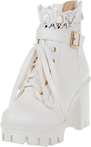 Cathalem Booties for Women for Women Dressy Chunky Heeled Combat Boot Buckle Gothic Booites Zipper Steampunk Boots